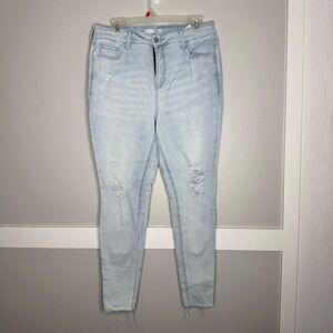 Old Navy Jeans Women 14 Light Blue Rockstar Super Skinny High Rise Distressed